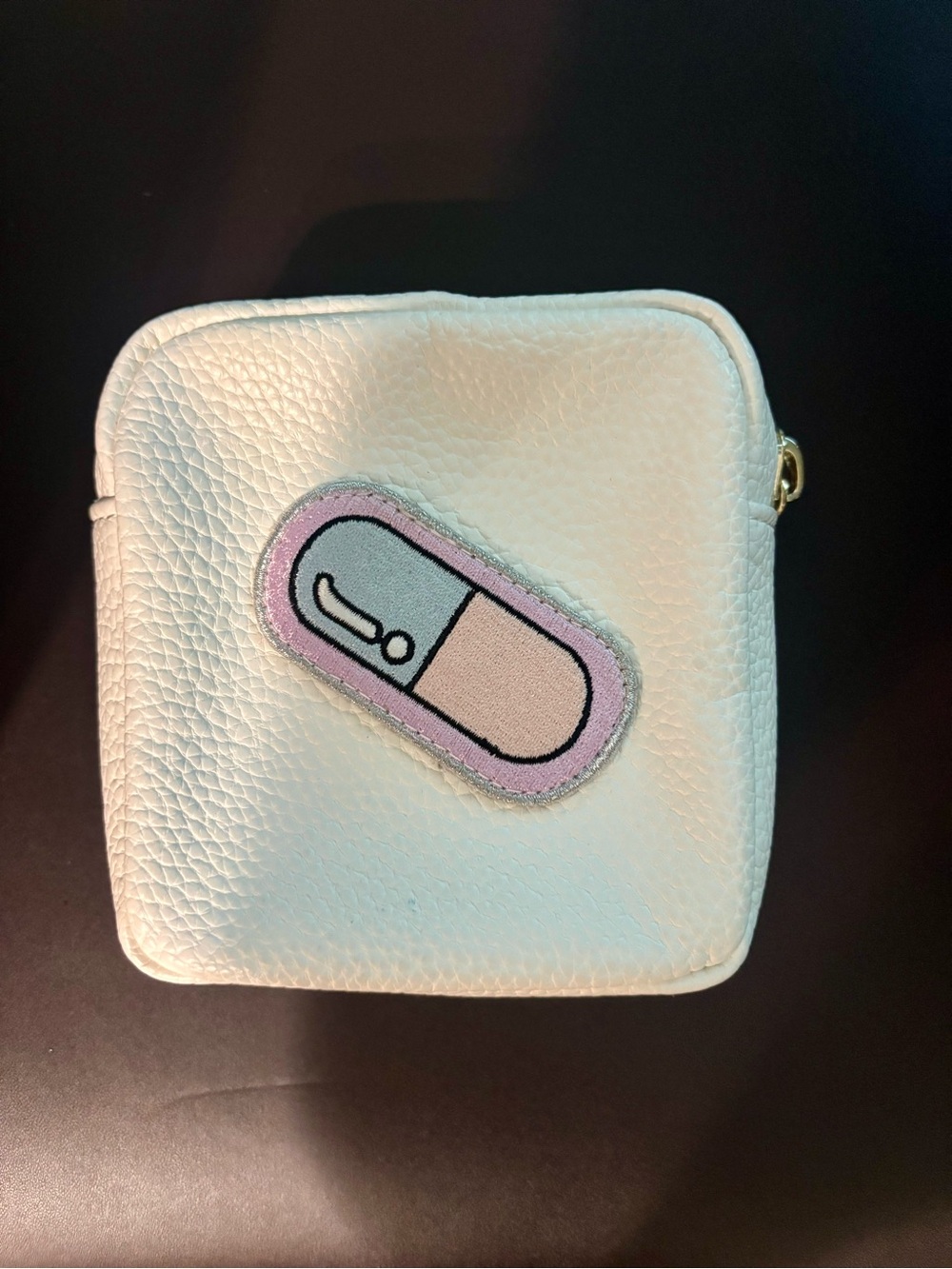 Stoney Clove Lane Custom Leather Small Square Pouch with Pink & Blue Pill Patch